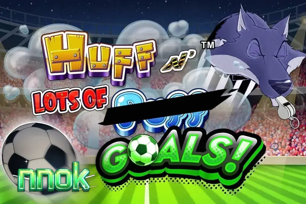 Huff N’ Lots of Goals স্লট গেমের ইন্টারফেস এবং ফুটবল থিমযুক্ত গ্রাফিক্সের দৃশ্য।